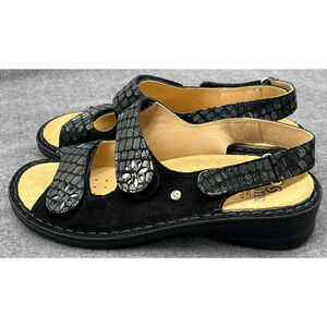 New! Sabatini Emma Nero Croco Print Suede Sandal Size 40 $175 MSRP